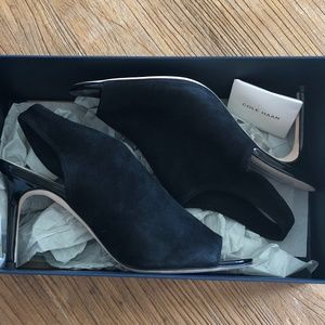 Cole Haan Black Suede Heeled Sandals Size 8.5B